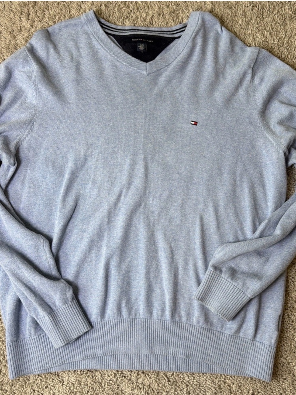 Tommy Hilfiger Pale Blue V-Neck Men's Sweater